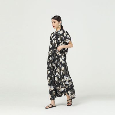 XITAO Dress Fashion Goddess Fan Casual Black Print Dress