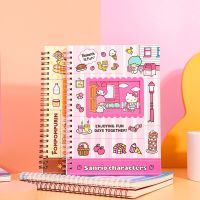 ☇✙ Sanrio Hellokitty Kuromi Mymelody Purin Cinnamoroll Stationery High-value Cute Printing Color Page Loose-leaf Hand Book Notebook