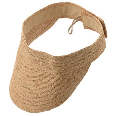 Ladies Anti-Uv Roll Up Sun Visor Hat Women Straw Raffia Sun Visor Caps