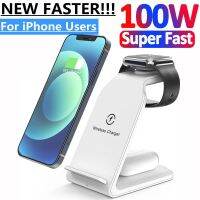 ZZOOI 100W 3 In 1  Fast Wireless Charger Dock Station For iPhone 14 13 12 11 XS XR X Apple Watch 8 7 6 SE AirPods Pro Charging Stand