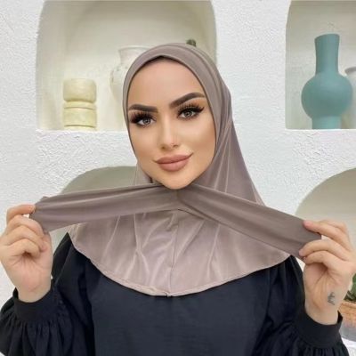 【YF】 Spandex Stretchable Hijab Muslim Womens Instant Adjustable With Snap Practical Ready Tudung Shawl Casual Look Fashion Turban