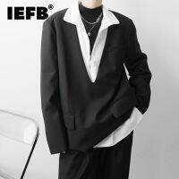 ZZOOI IEFB Mens Chic Deconstruction Blck Deep V Collar Pullover Blazers 2023 New Loose Casual Design Suit Jacket Autumn Winter Tops