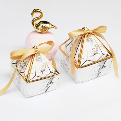 New Paper Gift Box Gem Tower Candy Box with Ribbon Bead Wedding Favor Decoration Baby Shower Packaging Event &amp; Party Supplies