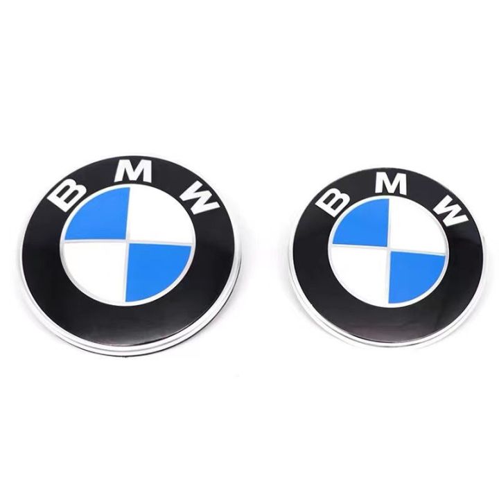 74MM BMW BLACK & WHITE EMBLEM HOOD TRUNK BADGE 2 PINS