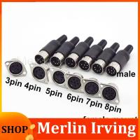 Merlin Irving Shop Din 3 4 5 6 7 8 Pin Core Male Plug Female Socket Connector Power Mount Socket Hulled Panel Chassis Soldering