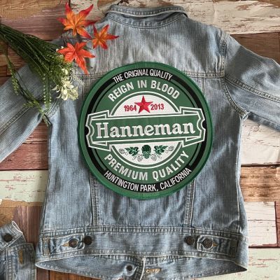 Hanneman ไบค์เกอร์ ตัวรีดติดเสื้อ อาร์มรีด อาร์มปัก ตกแต่งเสื้อผ้า หมวก กระเป๋า แจ๊คเก็ตยีนส์ Embroidered Iron on Patch ไซส์ใหญ่