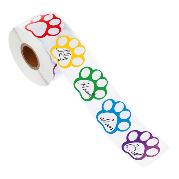 a-roll-of-500-pieces-colorful-paw-stickers-paw-footprint-stickers-1inch-mixed-color