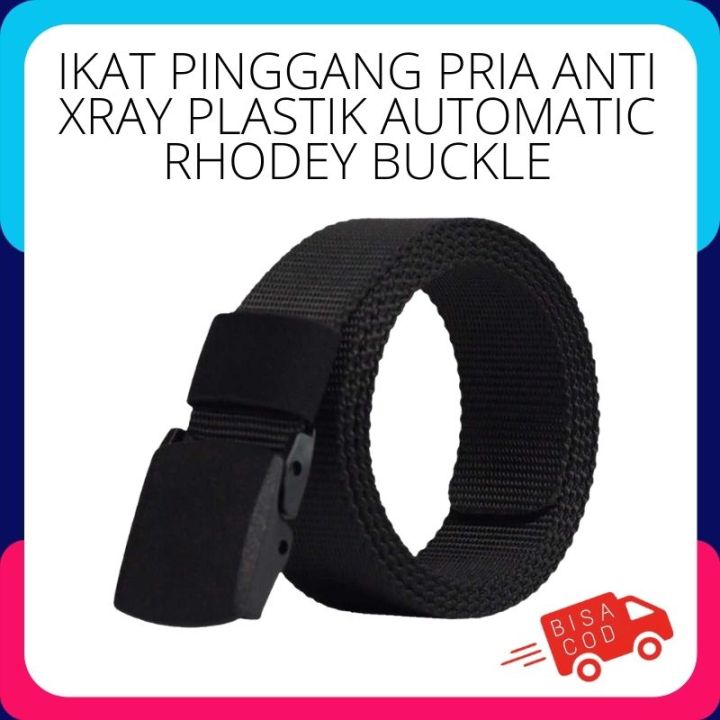 Rhodey Tali Ikat Pinggang Pria Anti Xray Plastik Automatic Buckle - 899 -  Black 