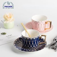 Luxury Ceramic Coffee Cups European-style Household Simple Exquisite Set with Spoon Cups and Saucers