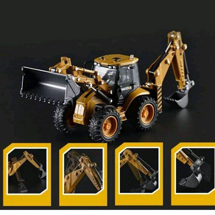 โมเดลรถเหล็ก-backhoe-loader-ตักดิน-รถไถดิน-เหล็กทั้งคัน-huina-scale-1-50-เหมือนของจริง-ของเล่นเพื่อการสะสม