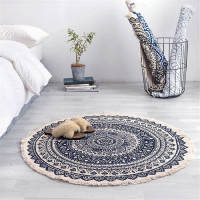 2021Morocco Round Carpet Bedroom Boho Style Tassel Cotton Rug Hand Woven National Classic Tapestry Sofa Cushion Tatami Floor Mats