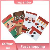 RUPANBO039392692 12PCS พับดีไอวาย สุขสันต์วันคริสต์มาส โปสการ์ดสำหรับตกแต่งงานปาร์ตี้คริสต์มาส การ์ดอวยพรซองจดหมาย การ์ดอวยพร การ์ดคริสต์มาส คำเชิญวันคริสต์มาส