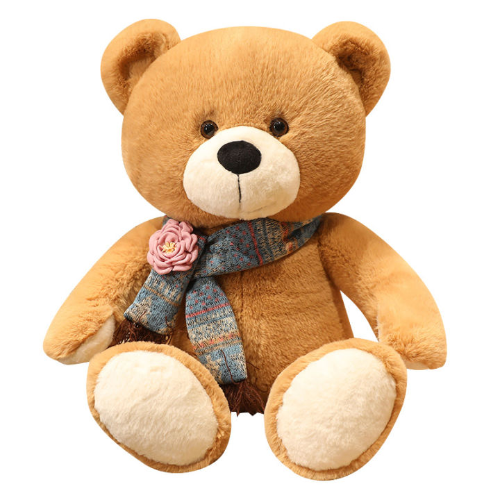 ยักษ์-kawaii-ตุ๊กตาหมีน่ารักกับผ้าพันคอยัดไส้สัตว์หมอนของเล่นตุ๊กตาเบาะเด็กคนรักวันเกิดของขวัญเด็ก