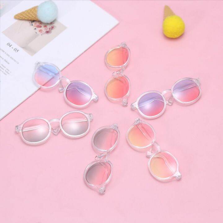 กระจกที่มีสีสันกรอบทรงกลมแว่นตาตุ๊กตาแว่นตาแมวแว่นตาสัตว์เลี้ยงสำหรับตุ๊กตา-blythe-ตุ๊กตาเสื้อผ้าอุปกรณ์เสริม