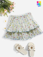 KiddeeCrew กระโปรงเด็ก  กระโปรงสั้นครีมเหลืองลายองุ่น Grape yellow cream short skirtเหมาะสำหรับอายุ 2-10 ปี