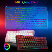 REDRAGON Fizz K617 RGB USB Mini Mechanical Gaming คีย์บอร์ดสีแดง61 Key Gamer สำหรับคอมพิวเตอร์ PC แล็ปท็อปที่ถอดออกได้สาย