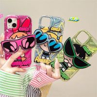 Cute Powerpuff Girls Glasses Holder Case For iPhone 14 13 12 11 Pro Max X XR XS 6 6S 7 8 Plus SE 2020 Clear Soft Silicone Cover