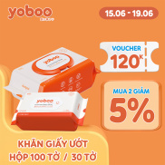 15.6-19.6 Mua 2 Giảm 5% Voucher 120K Khăn giấy ướt yoboo 30 Tờ 100 Tờ Dịu