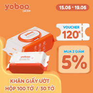 Khăn Giấy Ướt yoboo 30+100 Miếng - Dịu Nhẹ Không Chất Bảo Quản Không Mùi thumbnail