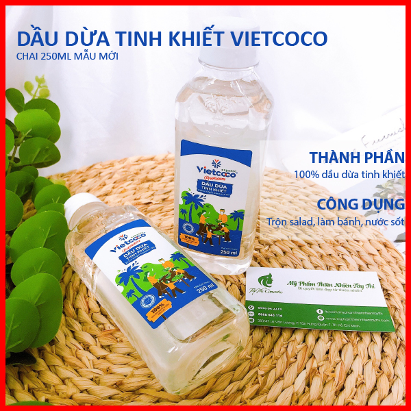 [HCM]Dầu Dừa Tinh Khiết Vietcoco Chai 250ml Mẫu Mới