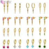 925 Sterling Jarum Perak Logam Keling Anting-Anting Hoop untuk Wanita Punk Hip Hop Kepribadian Anting-Anting Kristal Mode Perhiasan