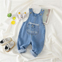 DIIMUU Toddler Baby Clothing Girls Boys Denim Overalls Casual Cartoon Bear Patchwork Jumpsuits Playsuits Rompers