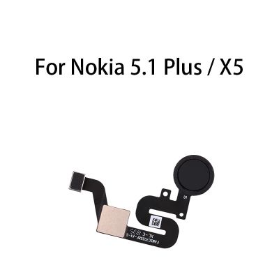 ปุ่มโฮมลายนิ้วมือเซนเซอร์ Flex Cable สําหรับ Nokia 5.1 Plus / X5