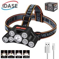 【CW】 7LED Flashlight Lantern USB Rechargeable Headlamp Super 4 Working Modes Outdoor Emergency