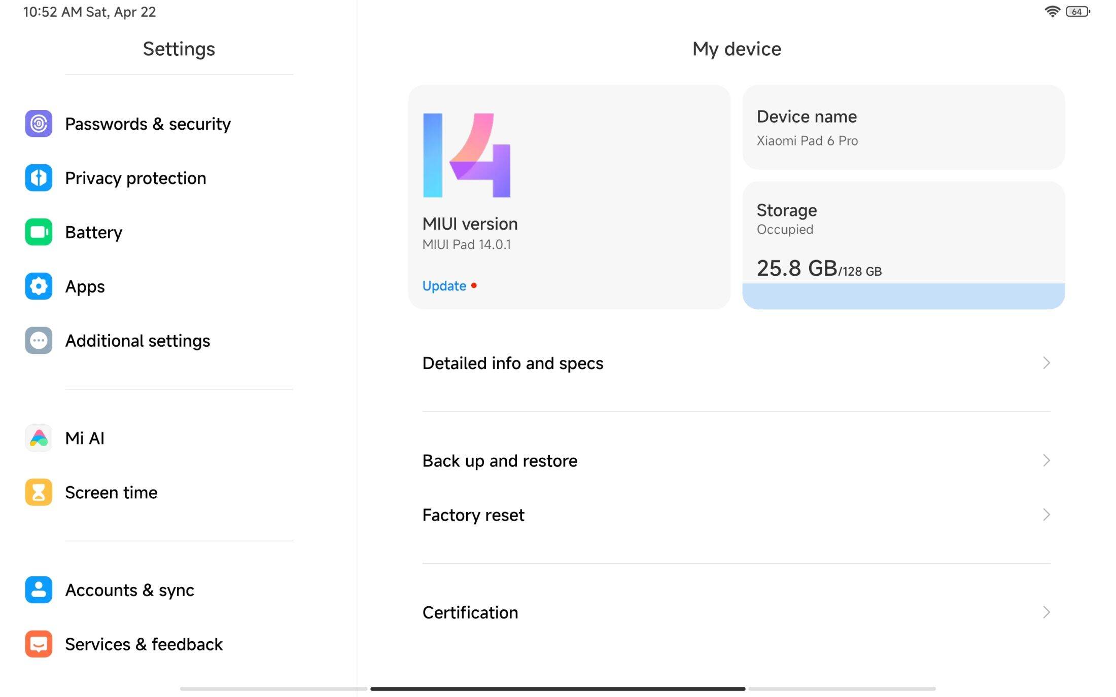 Xiaomi Mi Pad 6 PRO แท็บเล็ต Snapdragon 8 + 11นิ้ว144Hz 2.8K ลำโพง