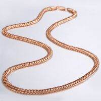 5mm Necklace for Women Men 585 Rose Gold Color Curb Cuban Link Chain Necklace Wholesale Jewelry Party Gifts 45cm-60cm GN162