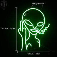 ไฟ LED เอเลี่ยนไฟนีออน640LM ความสว่างสูงไฟกลางคืนของขวัญคริสต์มาสสำหรับป้ายไฟโลหะตกแต่งบาร์รูปป็อปคอร์นปาร์ตี้40X30ซม./15.9X11.8นิ้ว