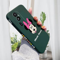 เคสโทรศัพท์สำหรับ OPPO Reno10 Pro + เคส5G เคสโทรศัพท์ดีไซน์ด้านข้างดีไซน์มิกกี้เมาส์การ์ตูน Minie รูปแบบขอบสี่เหลี่ยมของเหลวปลอกซิลิโคนคลุมทั้งหมดเคสป้องกันทนแรงกระแทกกล้อง