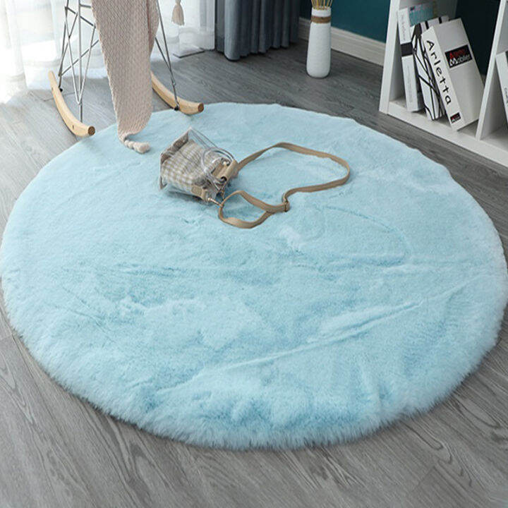 Imitation Rabbit Fur Round Car For Living Room Home Decor Coffee Table Floor Mats Children Rug