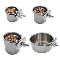 S/for M/L/XL Stainless Steel Pet Parrot Feeding Drinking Cup Water Cage Anti-turnover Hanging Bowl Cup Birds Foods