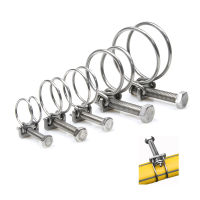 1/5 pcs 304 Stainless Steel Hose Clamps Double Wire Throat Hoop Pipe Clamp Clip 10mm - 120mm Screws Tightening Tool-Naeki