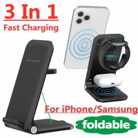 ZZOOI 15W 3 In 1 Wireless Charger Stand For iPhone 14 13 12 11 X Samsung Galaxy S22 S21 Apple Watch Fast Charging Dock Station