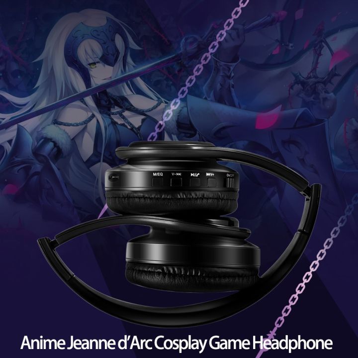 popuplar-anime-cosplay-all-black-headset-fategrand-order-fgo-jeanne-darc-over-head-game-bluetooth-headphone-earphone-gift