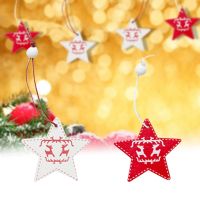 12pcs Party Supplies DIY Gifts Christmas Tree Decoration Wooden Ornaments Xmas Hanging Star