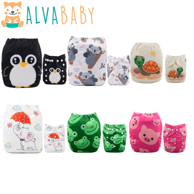 ALVABABY ผ้าอ้อมเด็ก 6 ชิ้น + ผ้าอ้อมเด็ก 12 ชิ้น หนึ่งขนาดปรับได้ ซักใช้ซ้ำได้ ผ้าอ้อมผ้าสำหรับทารกหญิงและชาย-zptcm3861