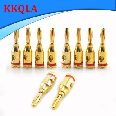 QKKQLA 10pcs 4mm Banana Plug Gold-Plated Connector Copper Musical Audio Speaker Cable Wire Pin Connectors Accessories