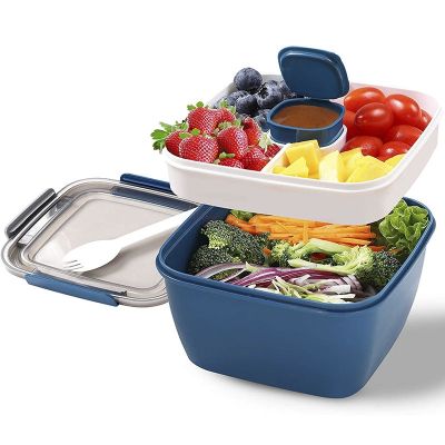 1100ml 1500ml 2 Layer Salad Bowl Bento Boxes Bowls for Food