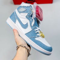 HOT 【 Original straight NK* Ar-J0dn- 1 High-Top All Match Fashion Basketball Shoes Trendy Comfortable Casually Sports Shoes Tifany Blue {Free Shipping}