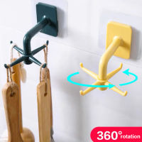 2Pcs Have 4 Hook 360 Rotatable Wall Hook Extensible Wall Mount Plastic Kitchen Bath Towel Storage Hook Rotating Clothes Hanger Hook Gancho De Parede