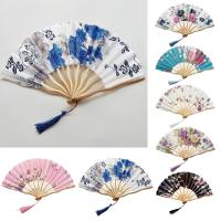 Performance Hand Fan Japanese Style Tassel Vintage Stage Performance Flower Print Party Dance Folding Fan Party Favors