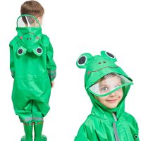 90-135CM waterproof Green raincoat for children kids baby rain coat poncho toddler rain coat rain suit