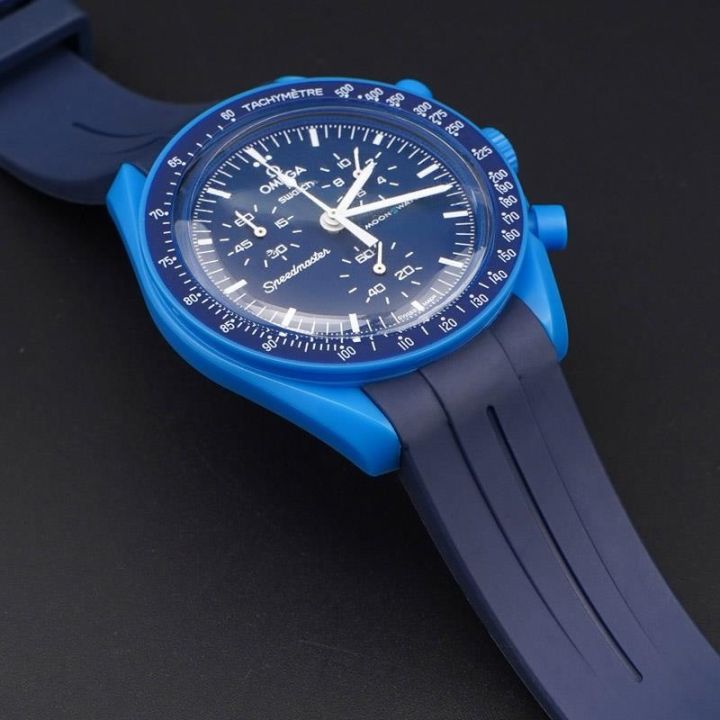ปลายโค้ง-20-มม-สายนาฬิกายางสำหรับ-omega-joint-moonswatch-constellation-men-women-waterproof-sports-watch-band
