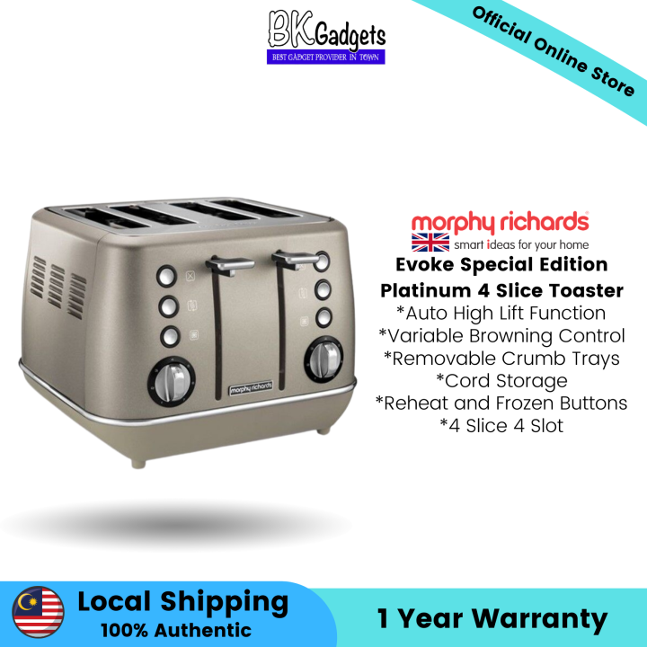Morphy Richards Evoke Special Edition Platinum 4 Slice Toaster Auto
