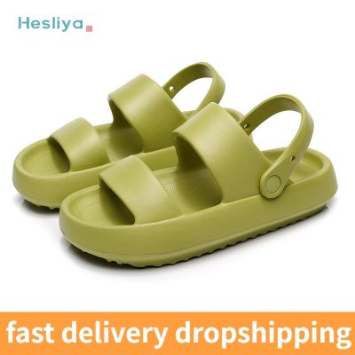 【CC】▽  Thick Platform Slippers Row Couple Flat Sandals Soft Bottom Heel Indoor Wear-resistant Shoes
