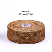 2021Handwoven Rattan Storage Box With Lid Wicker Tea Food Container Picnic Bread Fruit Cake Basket Ornament Box Kitchen Organizer