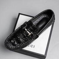 ECHOLI Retro Men S Loafers หนังจระเข้ผู้ชายรองเท้าเรือคลาสสิกสบายๆผู้ชายรองเท้าส้นแบนระบายอากาศผู้ชายรองเท้าขับรถขนาด38-45